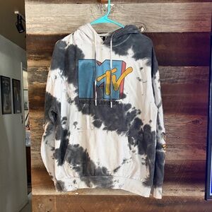MTV Charcoal and White Tie-Dye Hoodie